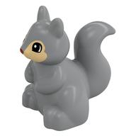 Duplo Animal Squirrel with Black and White Eyes on Tan Face Print Hellblaugrau