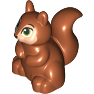 Duplo Animal Squirrel, Light Nougat Face and Black and Lime Eyes Print Dark Orange