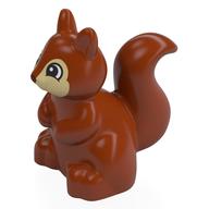 Duplo Animal Squirrel with Black and White Curved Eyes on Tan Face Print Dark Orange