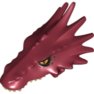 Creature Body Part, Dragon Head Upper Jaw with Spikes with Tan Teeth and Orange Eyes Print Dark Red
