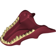 Creature Body Part, Dragon Head Lower Jaw with Spikes and Tan Teeth Print in Dark Red