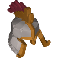 Helmet Castle with Cheek and Nose Protection with Gold Trim and Crest with Red Tips Print Mattsilber