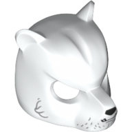 Mask Bear with Black Nose, Fangs and Gray Fur Print Weiß