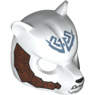 Mask Bear with Black Nose, Fangs, Tribal Markings and Copper Armor with Rivets Print Weiß