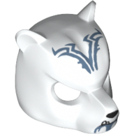 Mask Bear with Black Nose, Fangs, Gray Chin and Tribal Markings Print Weiß