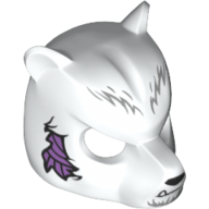 Mask Bear with Black Nose, Fang, Gray Fur and Purple Sinew Patch Print Weiß