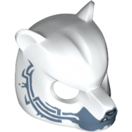 Mask Bear with Black Nose, One Fang, Sand Blue Chin and Sand Blue Markings Print Weiß