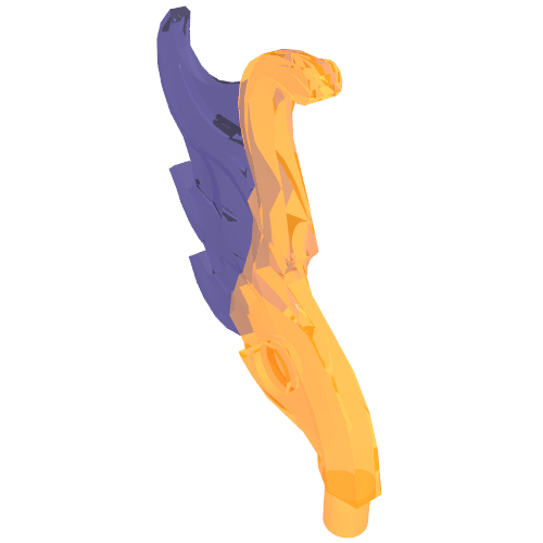 Wave / Flame Rounded Wing Shaped with Bar with Marbled Trans-Dark Pink Print Transparent-Orange
