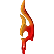 Wave / Flame Rounded Double with Axle with Marbled Bright Light Orange Pattern Red