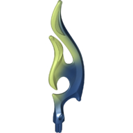 Wave / Flame Rounded Double with Axle with Marbled Yellowish Green Pattern Dunkelblau