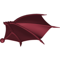 Creature Body Part, Dragon Wing 26 × 16 Folding Right with Spikes and Ball Joint Connector Dunkelrot