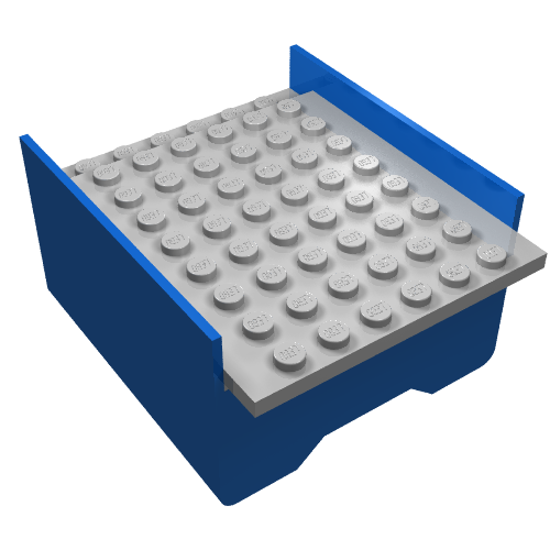 Boat Hull Section, Middle 6 × 8 × 3 1/3 with Light Gray Deck Blue