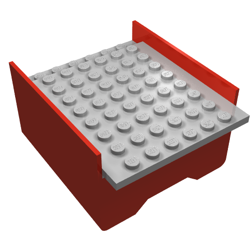 Boat Hull Section, Middle 6 × 8 × 3 1/3 with Light Gray Deck Red