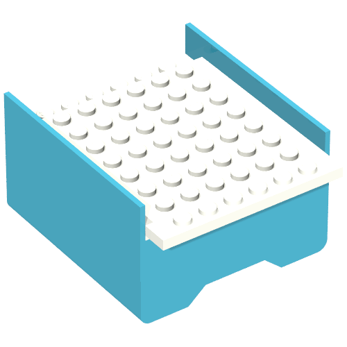 Boat Hull Section, Middle 8 × 6 × 3 1/3, Deck Color White Maersk Blue