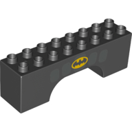 Duplo Brick 2 × 8 × 2 Arch with Batman Logo Print Schwarz