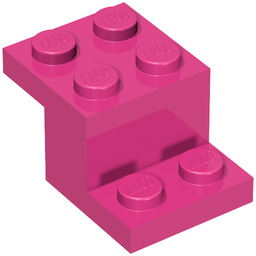 Bracket 3 × 2 × 1 1/3 with Pin Bottom Dark Pink