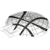 Dish 6 × 6 Inverted - No Studs with Handle with Rose Window and 4 Dark Bluish Gray Lines Print Transparent