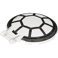 Dish 6 × 6 Inverted - No Studs with Handle with TIE Fighter Cockpit Print Trans-Brown