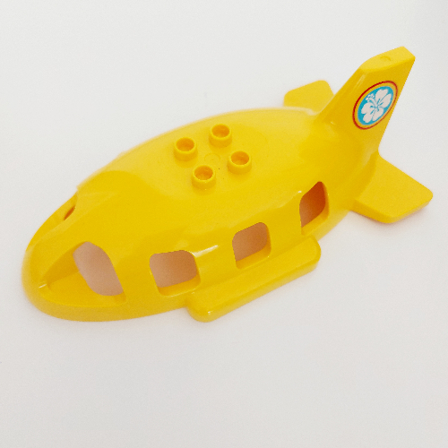 Duplo Airplane Midsize Fuselage Upper with Tail with Flower print Yellow