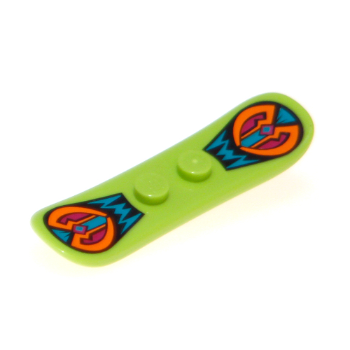 Sports Snowboard Small with Dark Turquoise and Orange Angular Shapes Print Lime