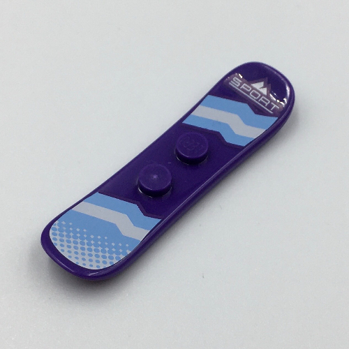 Sports Snowboard Small with White and Bright Light Blue Decorations and 'SPORT' Logo Print Dunkellila
