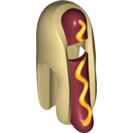 Costume Hot Dog with Dark Red Sausage and Yellow Mustard Print Beige
