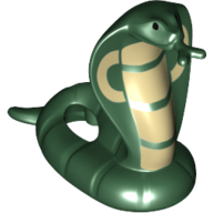 Animal, Snake, Cobra with Tan and Black Print Dark Green