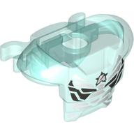 Minifig Neckwear Armor Space with Shoulder Protection and 2 Clips with Dark Gray and White Armor Plates and Ultra Agents Logo Print Transparent-Hellblau