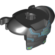 Minifig Neckwear Armor Space with Shoulder Protection and 2 Clips with Dark Azure Cyborg Head, '4-9' and Silver Circuitry Pattern Schwarz