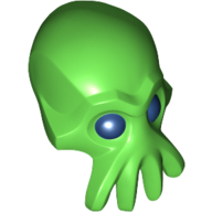 Minifig Head Special, Alien with 4 Mouth Tentacles and Blue Eyes Print Bright Green