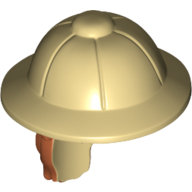 Hair and Hat, Pith Helmet and Dark Orange Hair in Ponytail pattern Tan