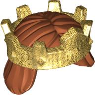 Hair and Crown, Mid-Length Straight with Gold Crown Print Dunkelorange