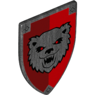 Shield Triangular Long with Bear on Red and Dark Red Background Print Pearl Titanium