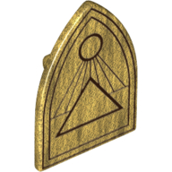 Shield Triangular Long with Black Outlines, Circle and Triangles Print Perlgold