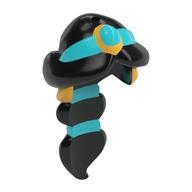 Hair Long with Hole on Top - Ponytail Braided with 2 Bands with Medium Azure Tiara and Gold Earrings Print Black
