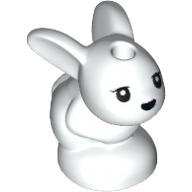 Animal, Rabbit / Bunny, Baby Sitting with Black Eyes and Black Nose Print White