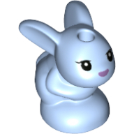Tier, Kaninchen / Hase, Baby sitzend mit schwarzen Augen und lavendelfarbener Nase (bedruckt) [Keine Farbe/Beliebige Farbe]
