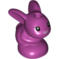 Animal, Rabbit / Bunny, Baby Sitting with Black Eyes and Lavender Nose Print in Magenta