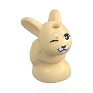 Animal, Rabbit / Bunny, Baby Sitting with White Eyebrows, Winking print Tan