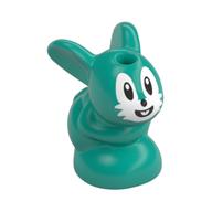 Animal, Rabbit / Bunny, Baby Sitting with Black Eyes, Nose, and Mouth, White Face Print Dunkeltürkis
