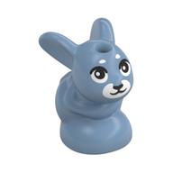 Animal, Rabbit / Bunny, Baby Sitting with Black Eyes, White Nose, Eyebrows Print (Young Melody) Sand Blue