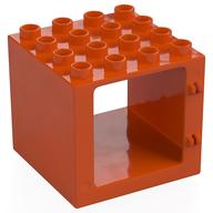 Duplo Door / Window Frame 4 × 4 × 3 with Thin Top Reddish Orange