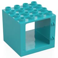 Duplo Door / Window Frame 4 × 4 × 3 with Thin Top Medium Azure