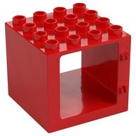 Duplo Door / Window Frame 4 × 4 × 3 with Thin Top Red