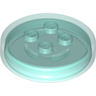 Function Brick Round 4 × 4 × 2/3 with 4 Studs (Generic for Gadgets) Trans-Light Blue