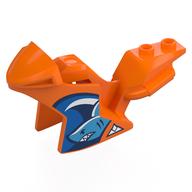 Fairing, Motorcycle, Racing (Sport) Bike with White/Dark Blue Wave, Dark Azure Shark print Orange