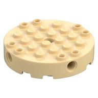 Stein rund 6 × 6 mit 4 Seite Pinlöcher und Mitte Loch in Beige