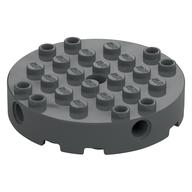 Brick Round 6 × 6 with 4 Side Pin Holes and Center Hole Dark Bluish Gray