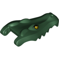 Animal Body Part, Alligator / Crocodile Head Upper Jaw with Yellow Eyes Print Dark Green