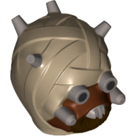 Minifig Head Special, Tusken Raider with Reddish Brown Mask Print Dunkelbeige
